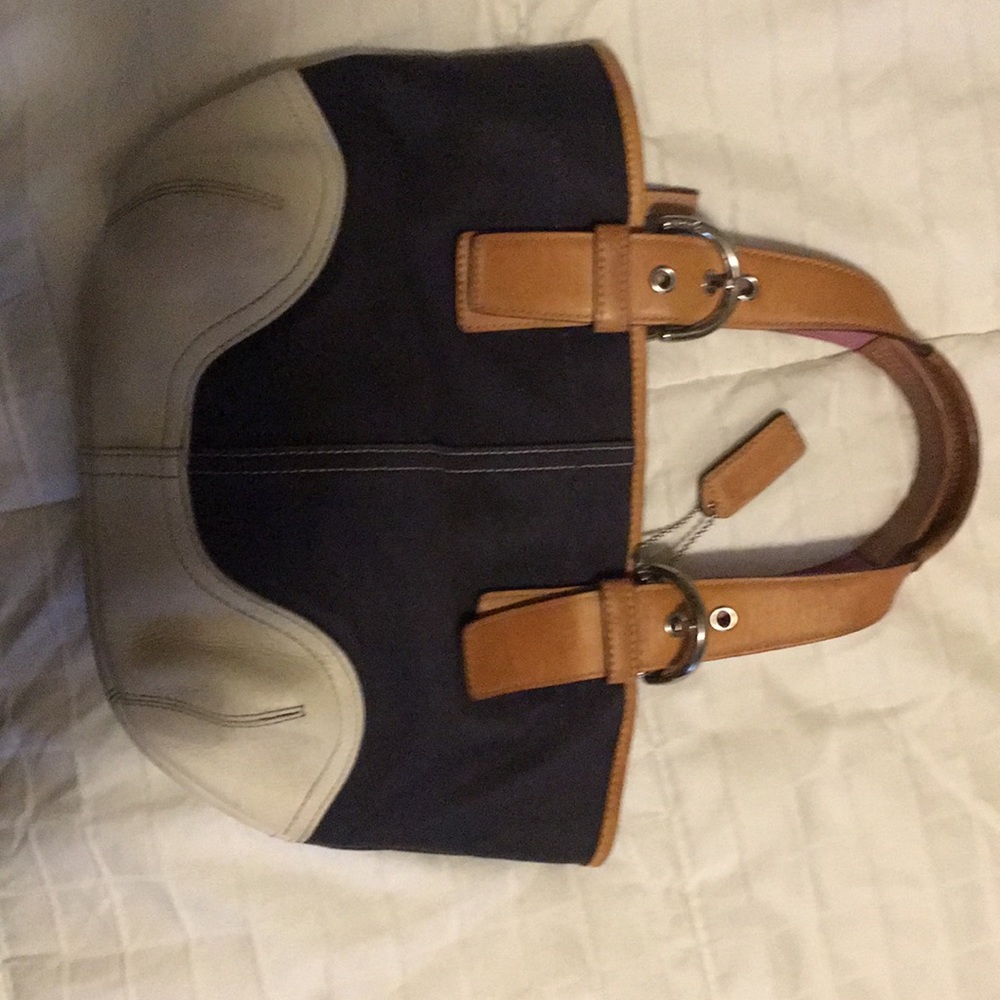 Coach bag navy cream pink